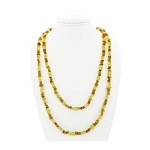 Янтарь светлый и желтый, бусы из овальной гальки, длиной 140см