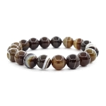 Агат коричнево-бежевый 10мм, браслет "Классика" длина 17см