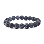 Агат африканский черный матовый 10мм, браслет "Классика" длина 16см