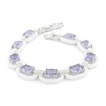 Браслет "Октагон" из белой керамики с Александритом, покрытие светлый металл, длина 18см