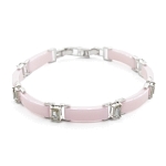 Браслет "Лилу" из розовой керамики с Султанитом покрытие светлый металл, длина 20см