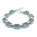 Браслет "Октагон" из голубой керамики с Султанитом покрытие светлый металл, длина 18см