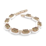 Браслет "Октагон" из белой керамики с Султанитом, покрытие под золото, длина 18см