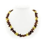 Янтарь темный и светлый, бусы из разноразмерной гальки длиной 56см