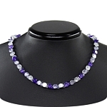 Бусы фианит "хрусталь+аметист+аметист", граненые, короткие 40см