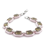 Браслет "Октагон" из розовой керамики с Султанитом покрытие светлый металл, длина 18см