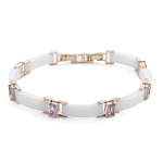 Браслет "Лилу" из белой керамики с Александритом покрытие под золото