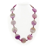 Бусы агат розовый, плоские круглые 32мм, длина 64см