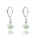 Серьги майорка белая шарики 8мм