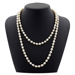 Жемчуг розовый, овальный 8х9мм, бусы длинной 116см