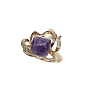Комплект "Чара-6", чароит, покрытие под золото, размеры кольца: 19