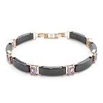 Браслет "Лилу" из черной керамики с Александритом покрытие под золото