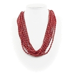 Колье коралл красный натуральный "Касабланка", зерно 4х8мм 10 нитей, короткое 50см