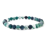 Агат сине-зелёный браслет "Классика", 6мм