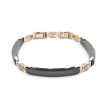 Браслет "Лили" из черной керамики покрытие под золото