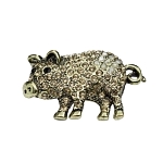 Брошь желтые фианиты "Свинка"