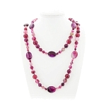 Агат розовый (Бразилия), разноразмерные круглые с плоскими овалами 18х25мм, бусы "Стихия", длина бус 130см