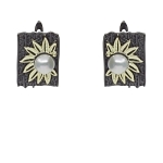 Серьги жемчуг белый 6,5мм "Золотой подсолнух"