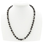 Перламутр черный, бочонки 8х8мм, бусы длиной 51см