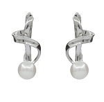 Серьги жемчуг белый 7мм "Жемчужинка-спираль" 