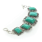 Браслет "Византия" бирюза зелёная (имитация), прямоугольник