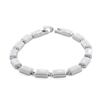 Браслет "Канти" из белой керамики покрытие светлый металл